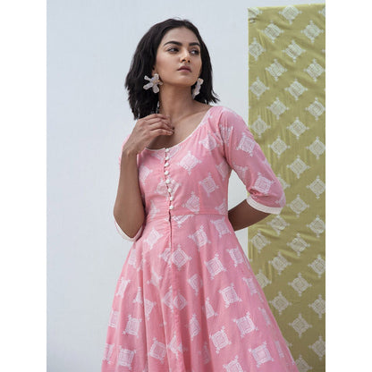 Gulaal Pink Zari Print High-Low Dress