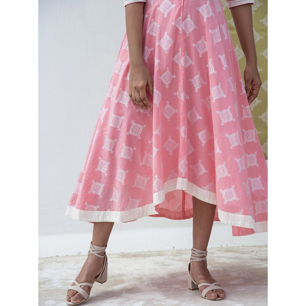 Gulaal Pink Zari Print High-Low Dress
