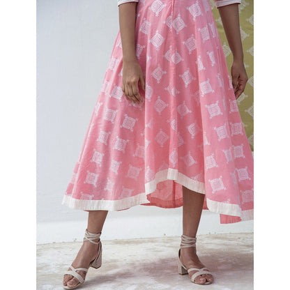 Gulaal Pink Zari Print High-Low Dress