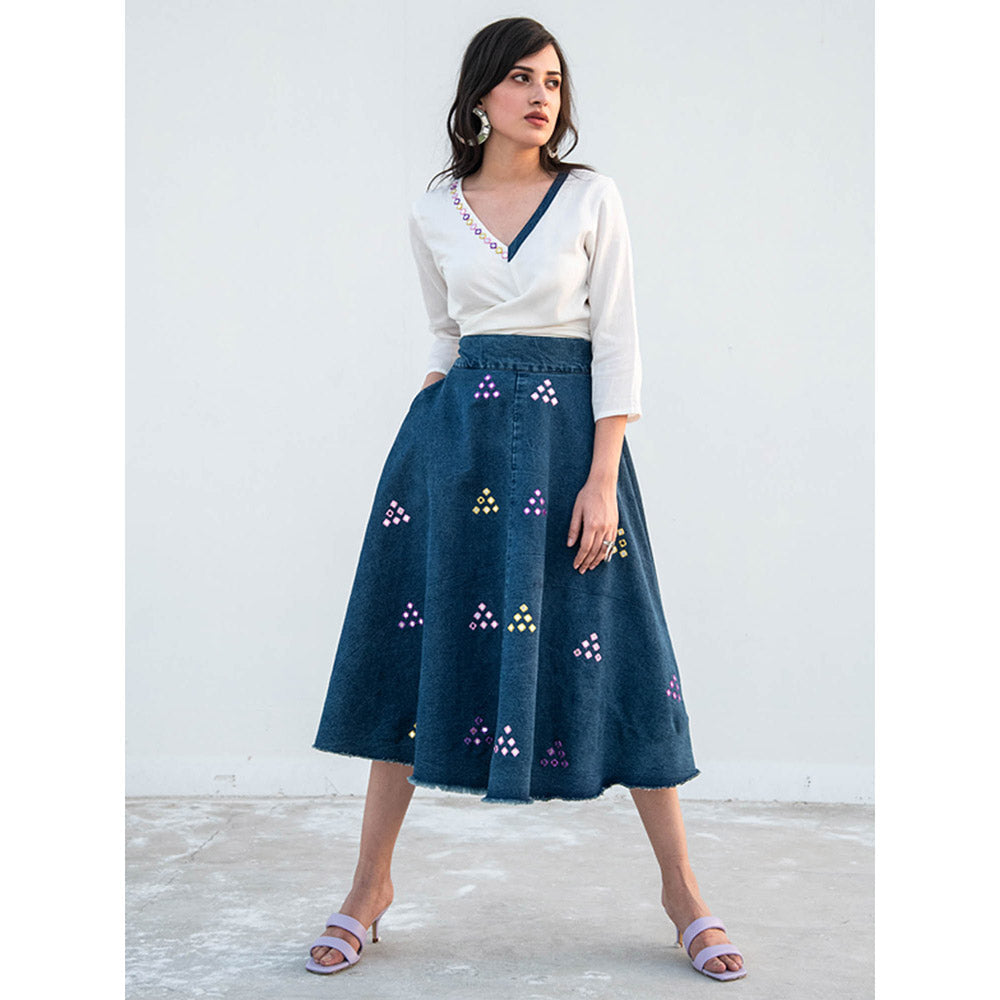 Gulaal Blue Solid Skirt and Top Set (Set of 2)