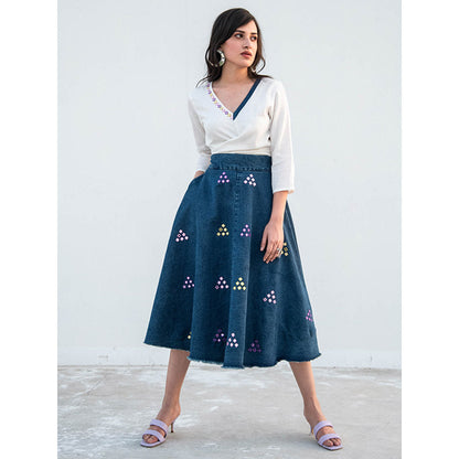 Gulaal Blue Solid Skirt and Top Set (Set of 2)