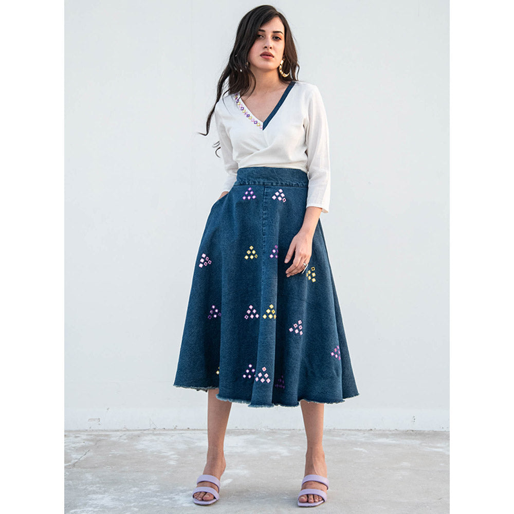Gulaal Blue Solid Skirt and Top Set (Set of 2)