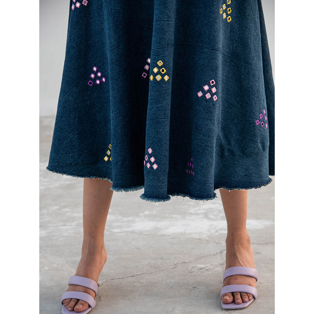 Gulaal Blue Solid Skirt and Top Set (Set of 2)