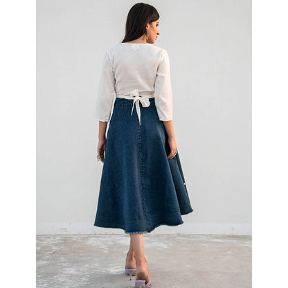 Gulaal Blue Solid Skirt and Top Set (Set of 2)