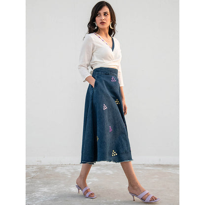 Gulaal Blue Solid Skirt and Top Set (Set of 2)
