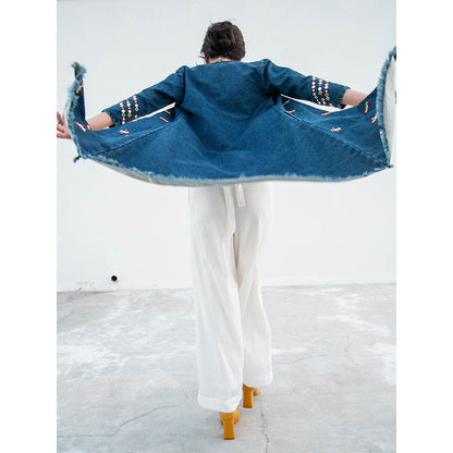 Gulaal Blue Solid Pant and Top with Jacket (Pack of 3)