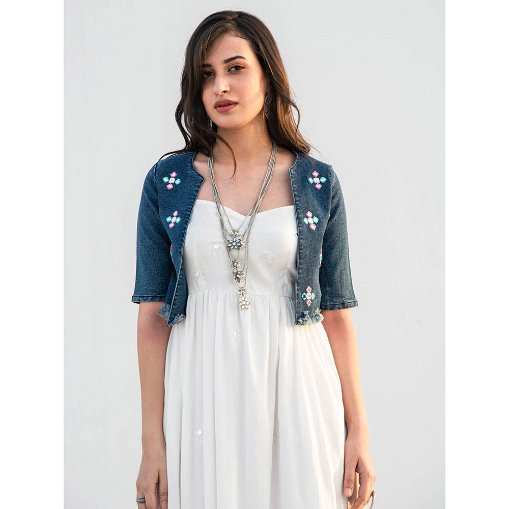 Gulaal White Solid Dress with Jacket (Pack of 2)