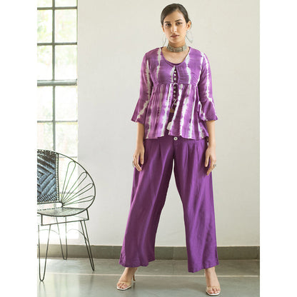 Gulaal Purple Tie & Dye Top And Pant (Set of 2)