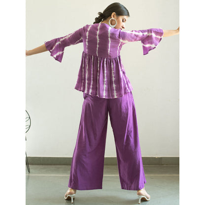 Gulaal Purple Tie & Dye Top And Pant (Set of 2)