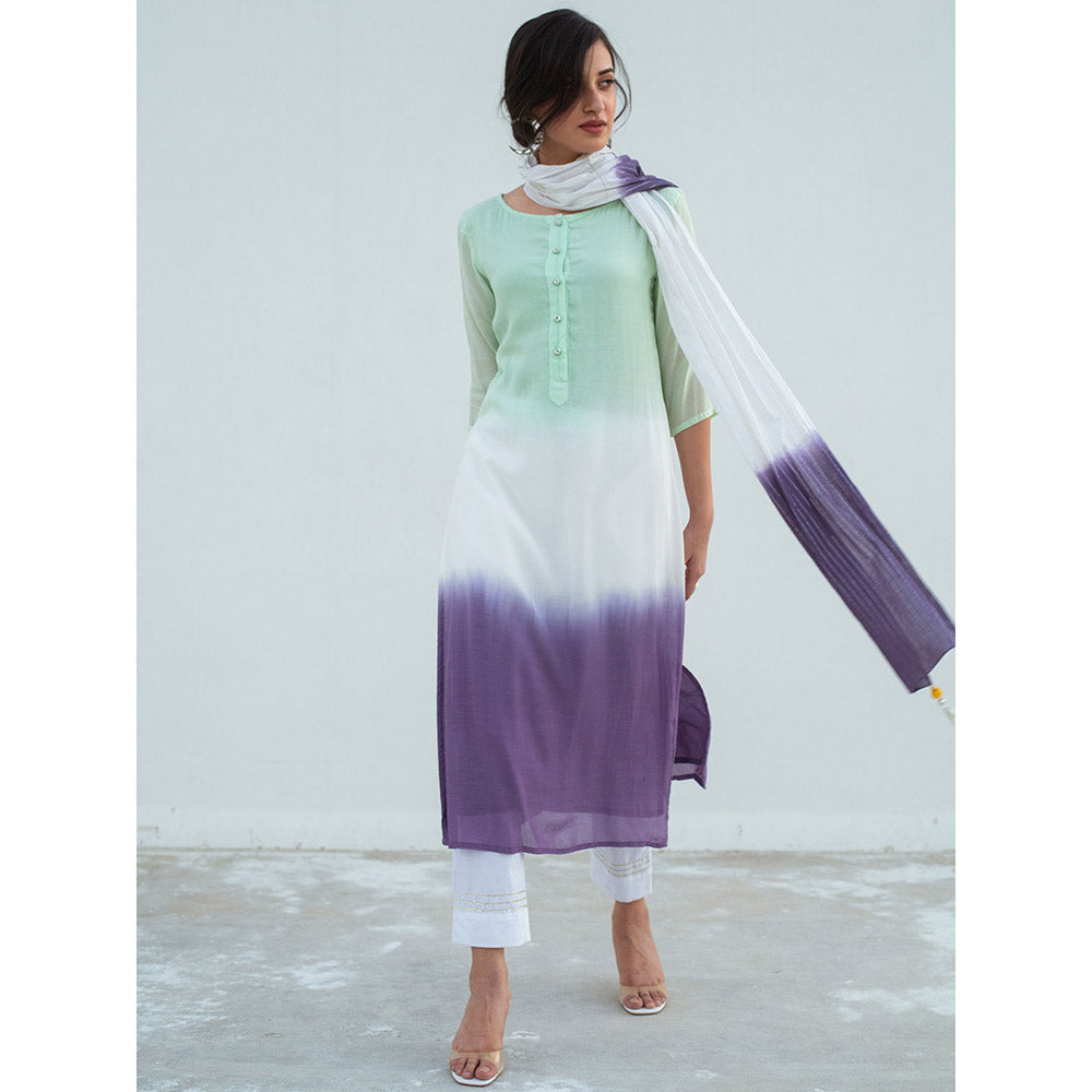 Gulaal White Rasha Dip-Dye Kurta