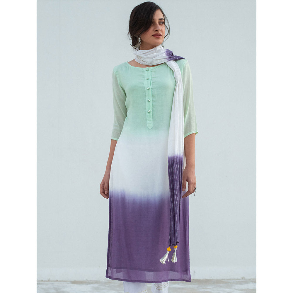Gulaal White Rasha Dip-Dye Kurta