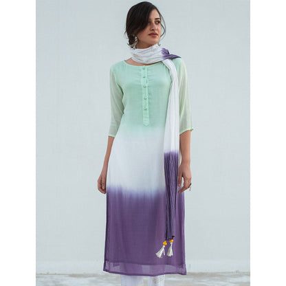 Gulaal White Rasha Dip-Dye Kurta