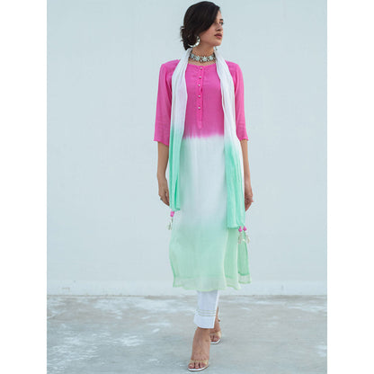 Gulaal White Bhavi-Dip-Dye Kurta