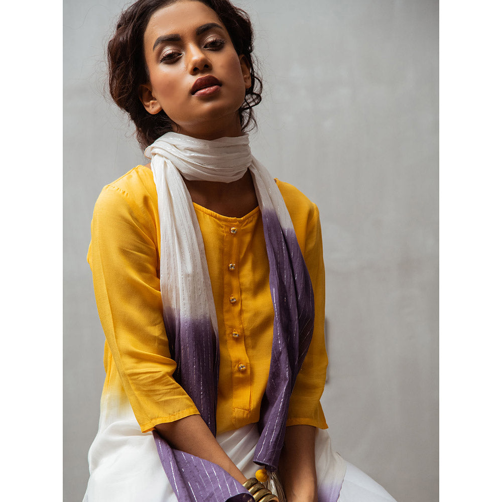 Gulaal White Palla Dip-Dye Kurta