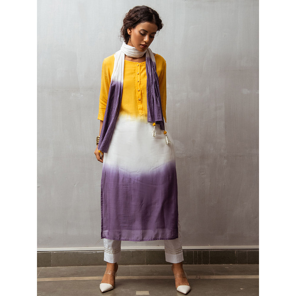 Gulaal White Palla Dip-Dye Kurta