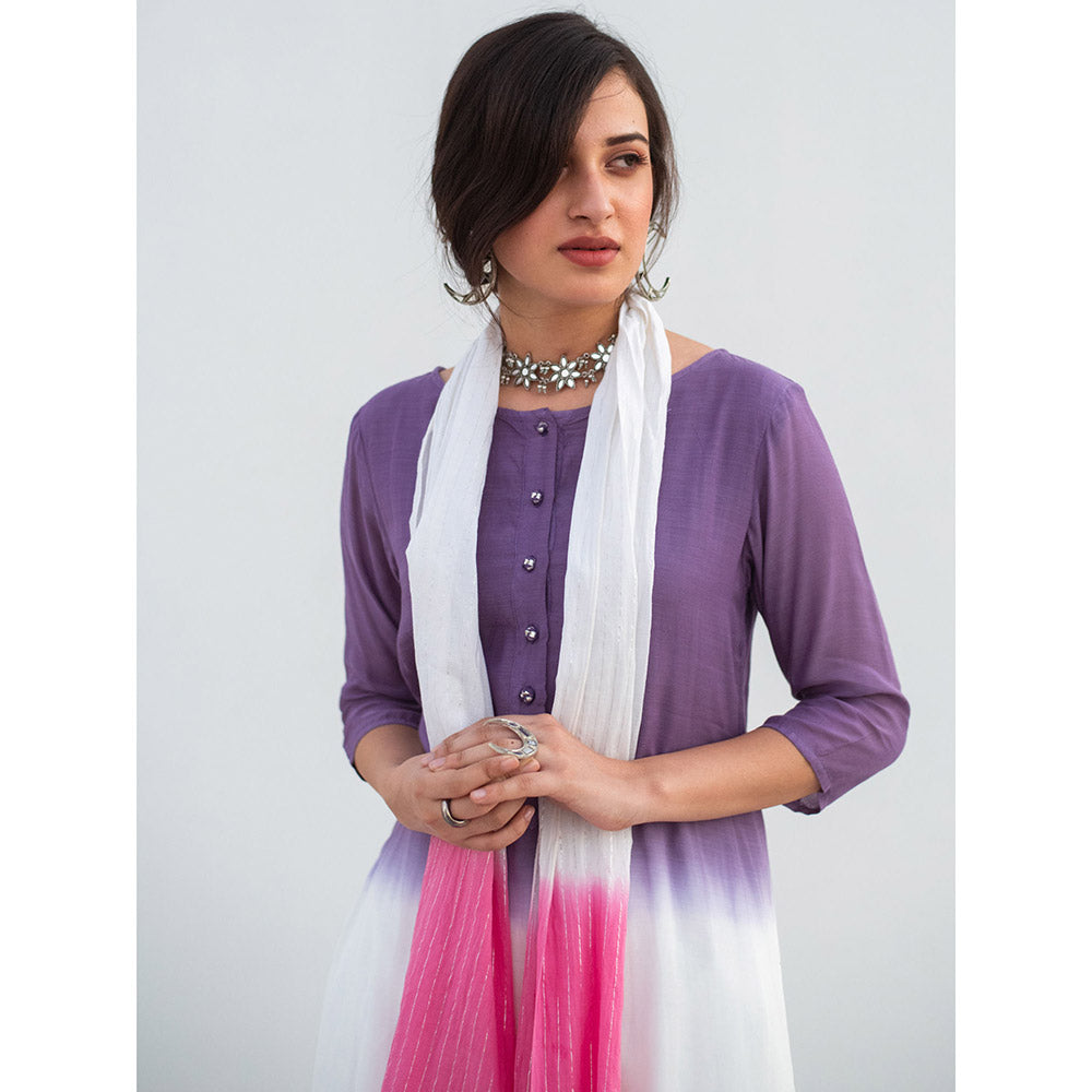 Gulaal White Rozi Dip-Dye Kurta