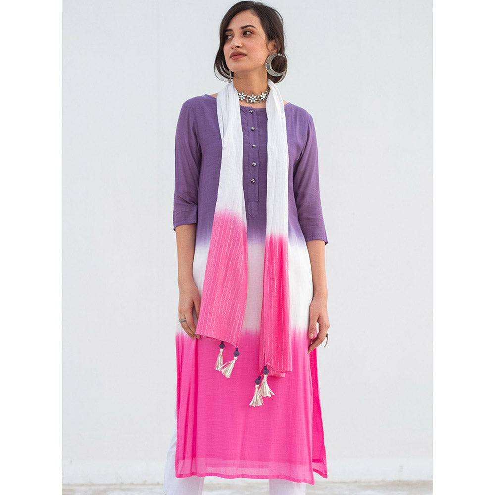 Gulaal White Rozi Dip-Dye Kurta