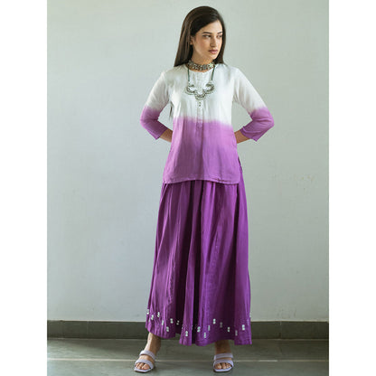 Gulaal Purple Garin Mirror Work Palazzo