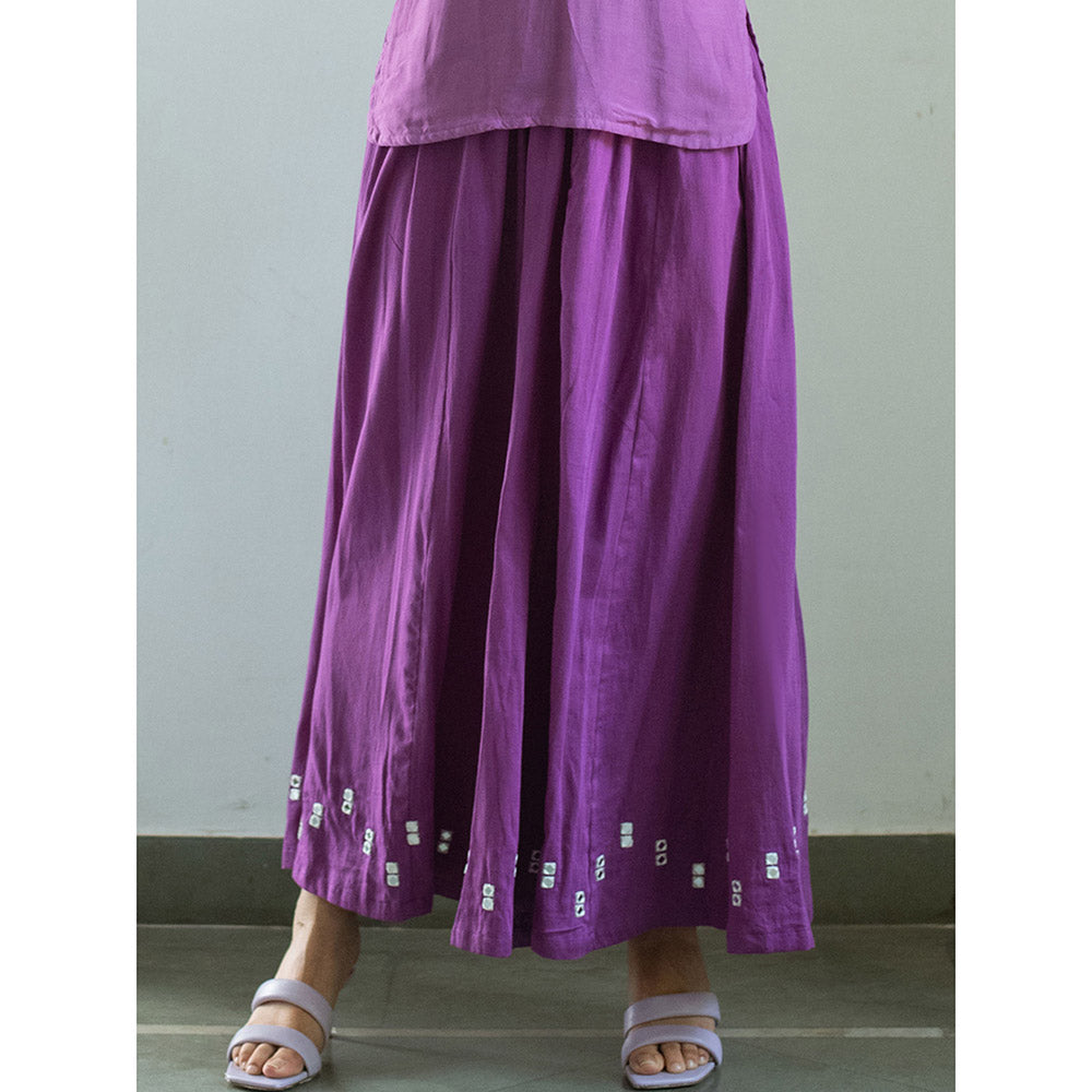 Gulaal Purple Garin Mirror Work Palazzo