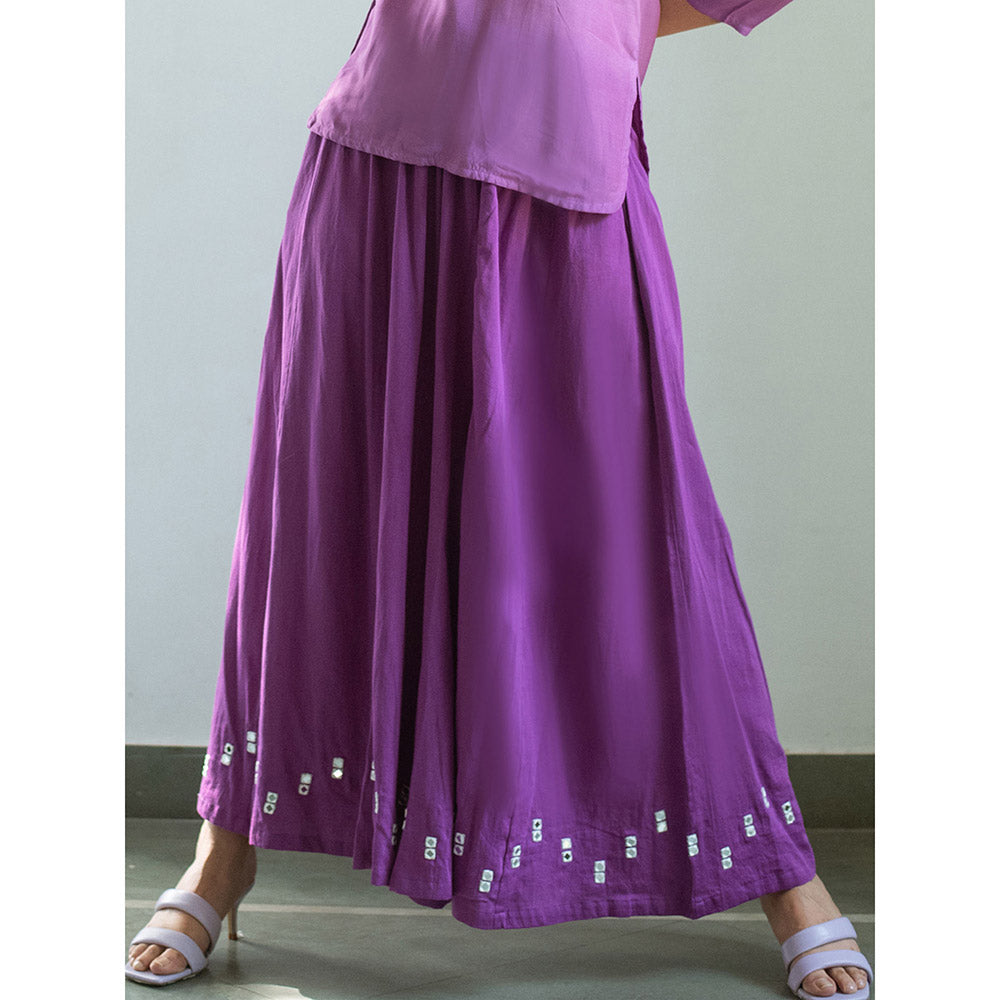 Gulaal Purple Garin Mirror Work Palazzo