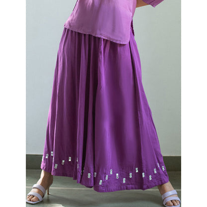 Gulaal Purple Garin Mirror Work Palazzo