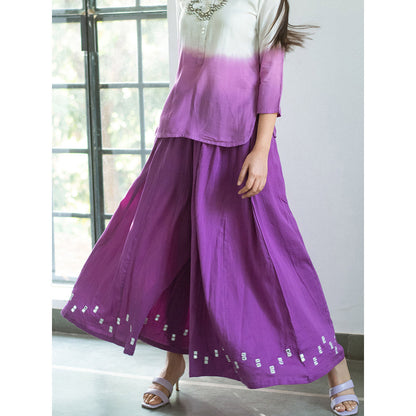 Gulaal Purple Garin Mirror Work Palazzo