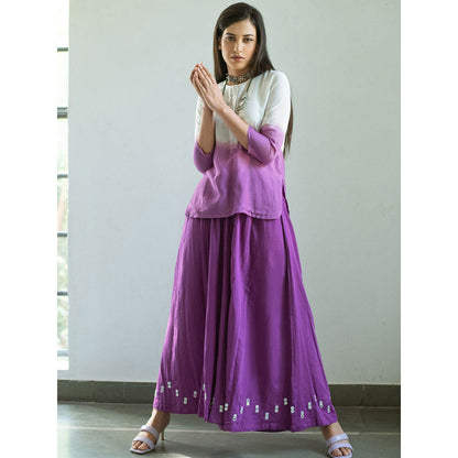 Gulaal Purple Garin Top And Palazzo (Set of 2)