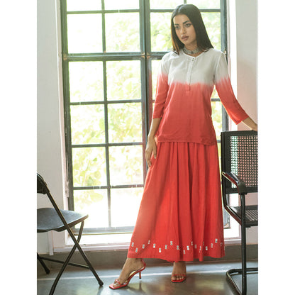 Gulaal Red Melek Mirror Work Palazzo