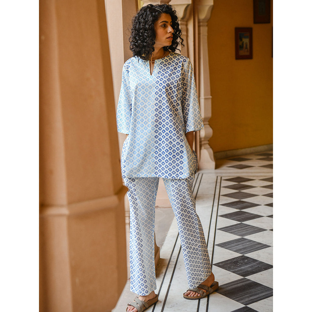 Gulaal Rue Night Suit - Blue