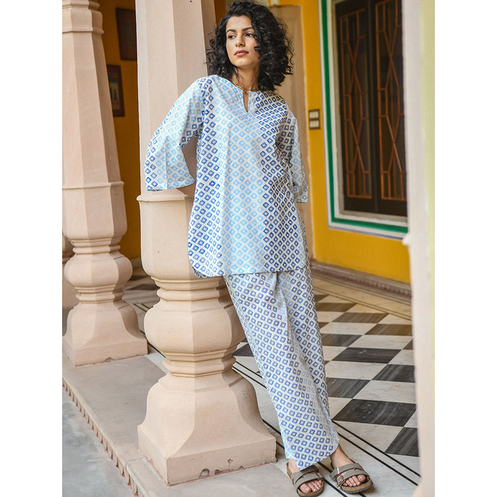 Gulaal Rue Night Suit - Blue
