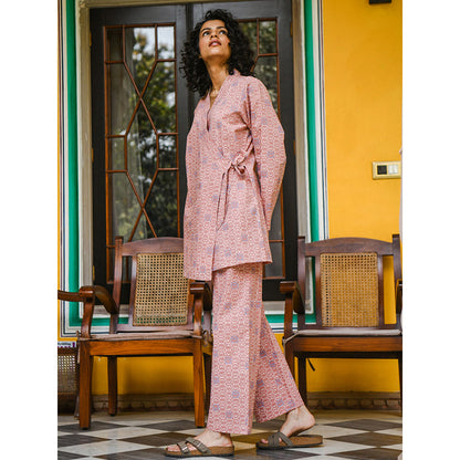 Gulaal Missy Wrap Night Suit - Peach