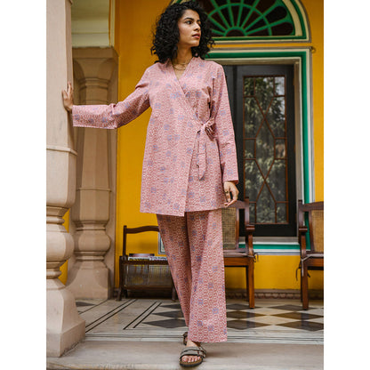 Gulaal Missy Wrap Night Suit - Peach