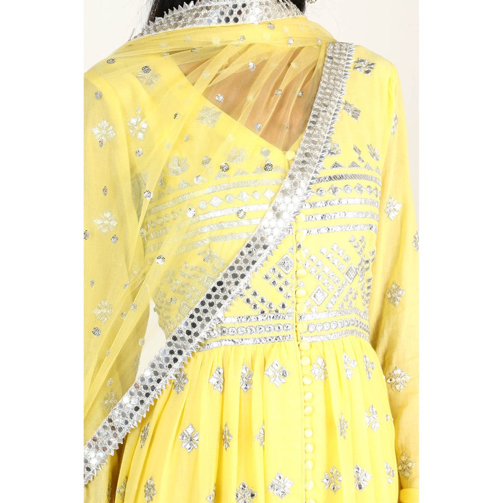 Gopi Vaid Embellished Chand Tiered AG Anarkali And Pant With Dupatta