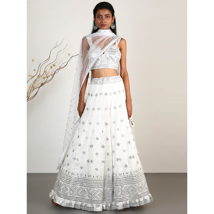 Gopi Vaid Embellished Chand Lehenga Bustier And Blouse With Dupatta