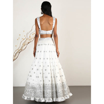 Gopi Vaid Embellished Chand Lehenga Bustier And Blouse With Dupatta (Set of 3)