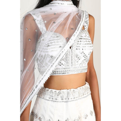 Gopi Vaid Embellished Chand Lehenga Bustier And Blouse With Dupatta (Set of 3)