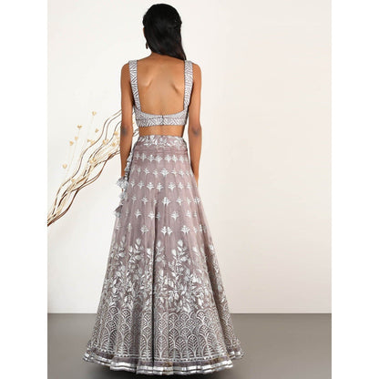 Gopi Vaid Embellished Chand Lehenga Bustier And Blouse With Dupatta (Set of 3)