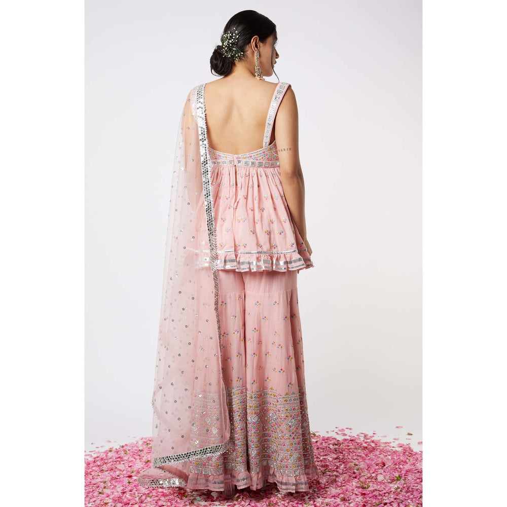 Gopi Vaid Noor Sleeveless Peplum Sharara (Set of 3)