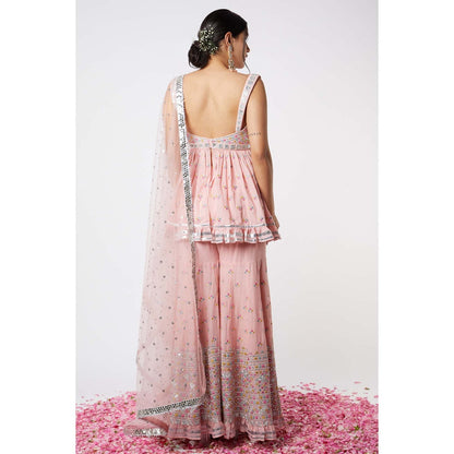 Gopi Vaid Noor Sleeveless Peplum Sharara (Set of 3)