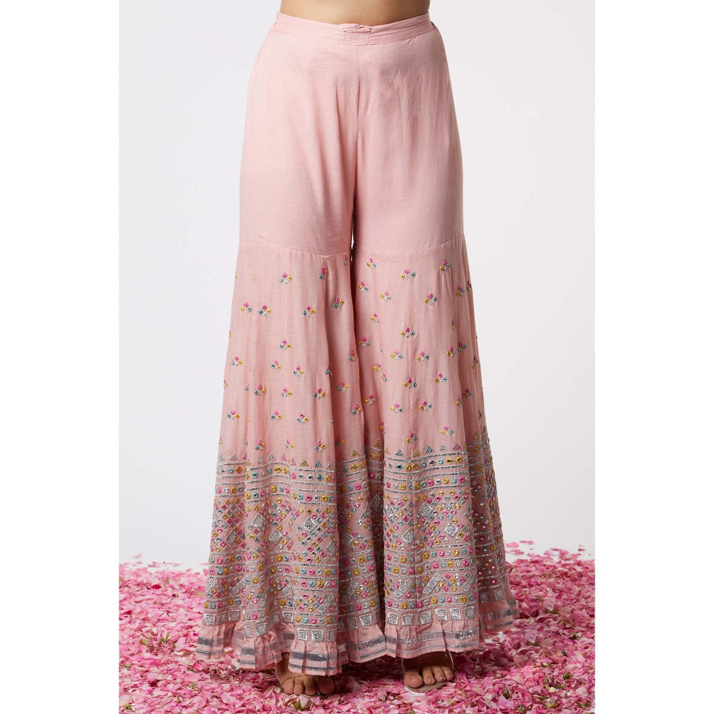 Gopi Vaid Noor Sleeveless Peplum Sharara (Set of 3)