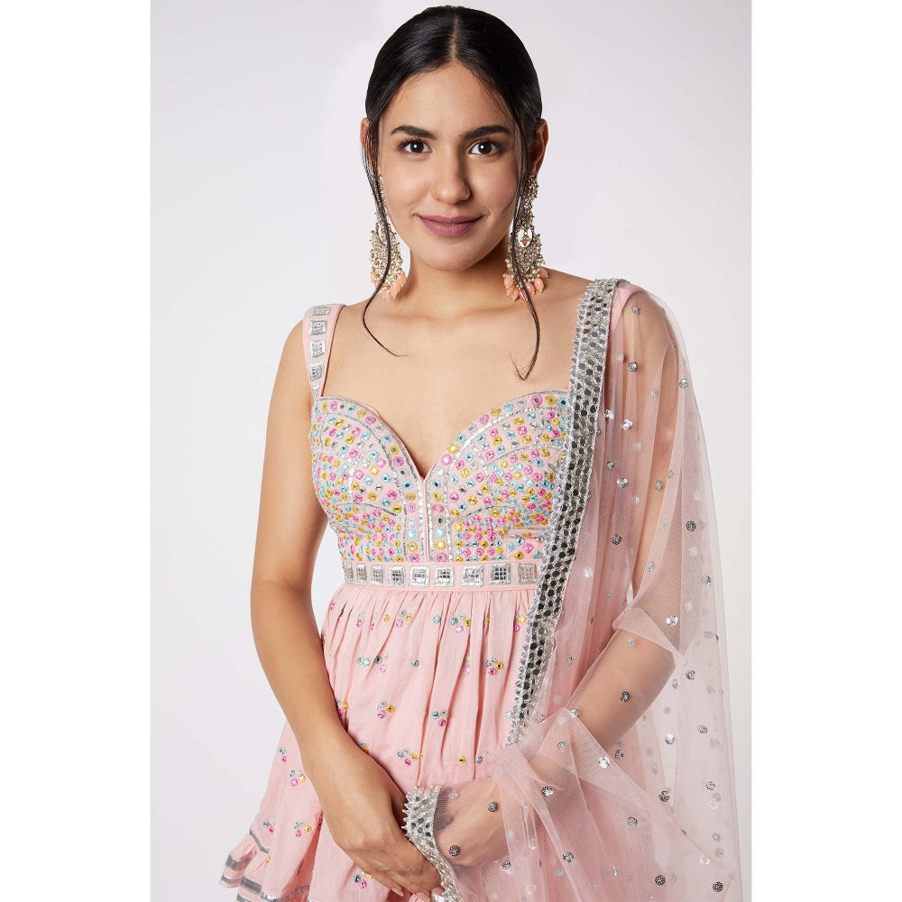 Gopi Vaid Noor Sleeveless Peplum Sharara (Set of 3)