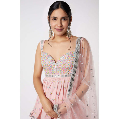 Gopi Vaid Noor Sleeveless Peplum Sharara (Set of 3)