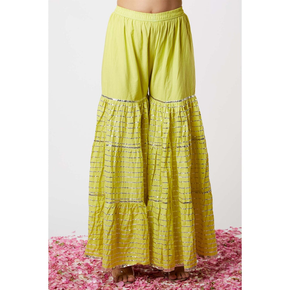 Gopi Vaid Noor Kurta with Line Sharara (Set of 3)