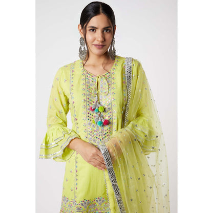 Gopi Vaid Noor Kurta with Line Sharara (Set of 3)