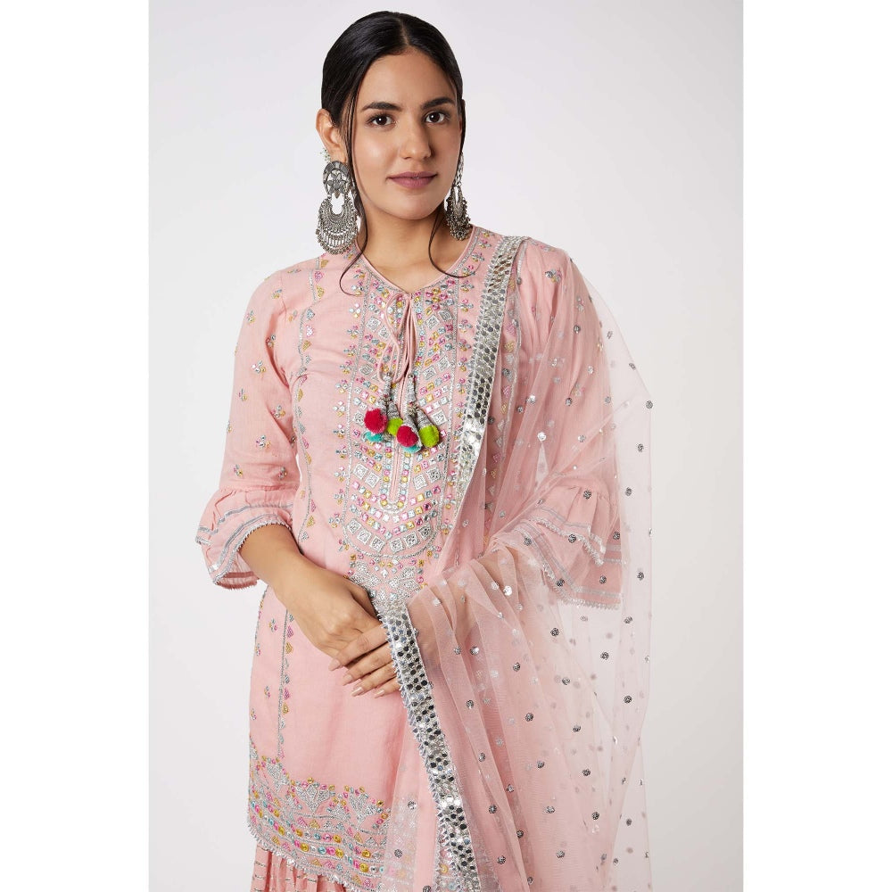 Gopi Vaid Noor Kurta with Line Sharara (Set of 3)