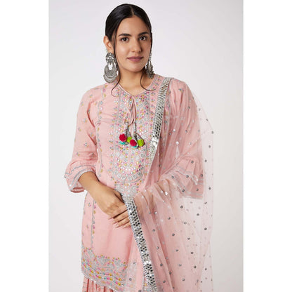 Gopi Vaid Noor Kurta with Line Sharara (Set of 3)