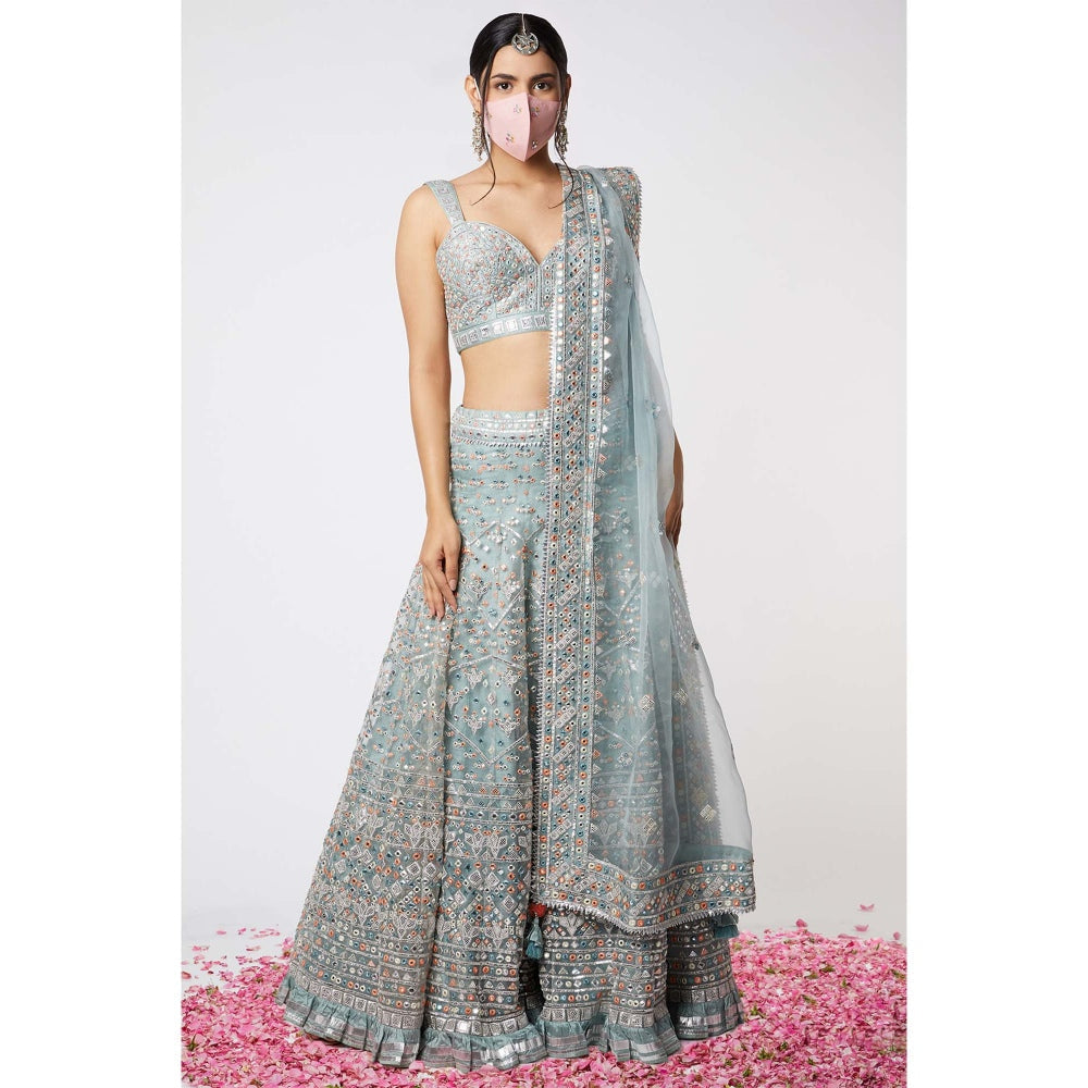 Gopi Vaid Noor Lehenga with Bustier (Set of 3)