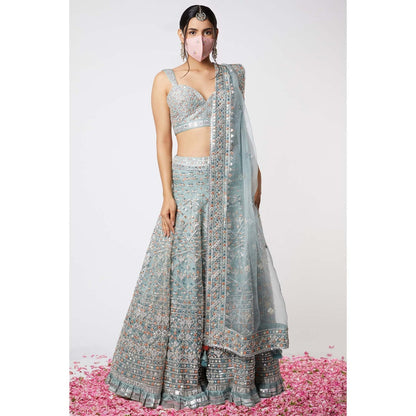 Gopi Vaid Noor Lehenga with Bustier (Set of 3)