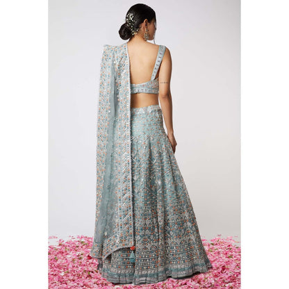 Gopi Vaid Noor Lehenga with Bustier (Set of 3)