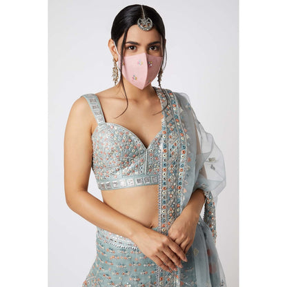 Gopi Vaid Noor Lehenga with Bustier (Set of 3)